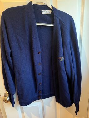 Classic Navy Men's Button-Up Notre Dame Sweater Cardigan